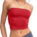 Trendy Queen Womens Tube Tops Strapless Crop Tops Basic Backless Sleeveless Bandeau Going Out Cute 2025 Summer Outfits (Small, Black)