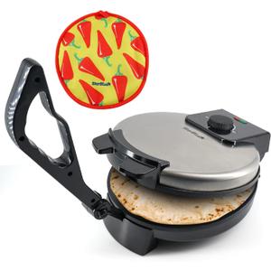 10inch Roti Maker by StarBlue with FREE Roti Warmer and Removable Handle - The automatic Stainless Steel Non-Stick Electric machine to make Indian style Chapati, Tortilla, Roti AC 110V 50/60Hz 1200W (SB-BLA1120)
