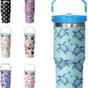30 oz Blue Sea Turtle Tumbler with Handle and Flip Straw, Stainless Steel Insulated Cup with Lid and Straw, Travel Coffee Mug Water BottleChristmas Birthday Mothers Day Gifts for Women Animal Lovers