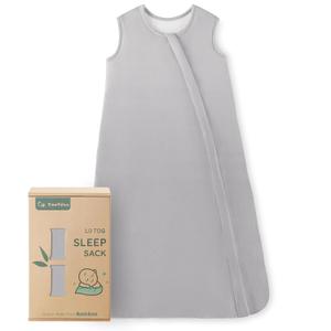 Yoofoss Rayon Made from Bamboo Baby Sleep Sack 6-12 Months 1.0 Tog Baby Wearable Blanket, Super Soft Infant Toddler Sleeping Sack 2-Way Zipper (Grey)