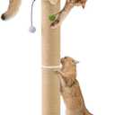 35'' Tall Cat Scratching Post, 4.7'' Large Scratch Post with Thicken Wooden Base for Indoor Cats Adults, Sisal Scratcher Top & Dangling Balls, Super Sturdy