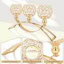 Crystal Candle Holders, Tealight Candlestick Candelabra Stand with 3 Arms,Candle Holder for Wedding Home Decor/Table Centerpiece Party Decoration (Gold)