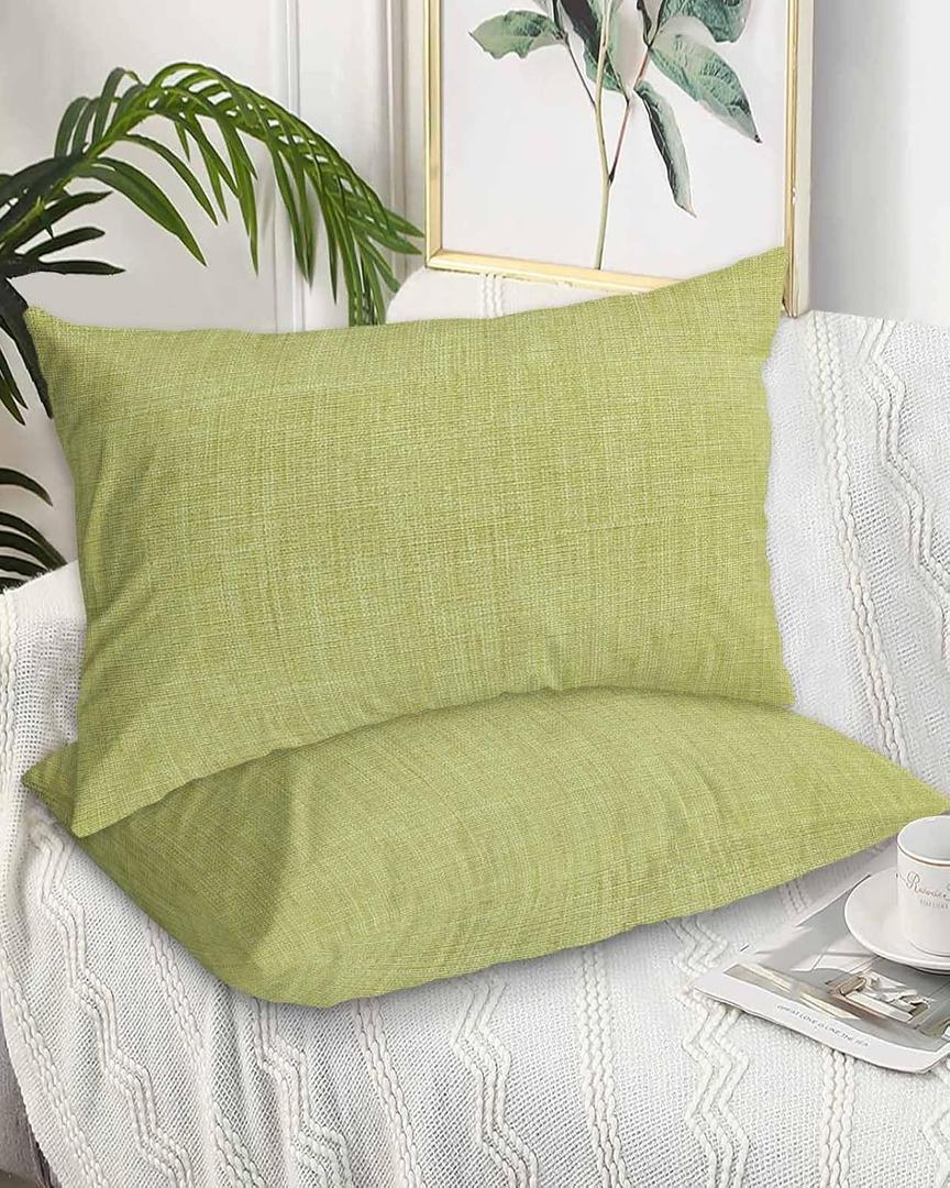 Vintage Fruit Green Pillow Cases King Size Farmhouse Retro Solid Color Linen Texture Pillow Cover Decorative Throw Pillow Covers Set of 2 - Pillowcases for Bedroom Couch Sofa - Gifts 20x36 Inch