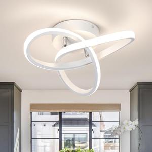 CANEOE Modern Led Ceiling Light Fixtures,4500K Daylight White Semi Flush Mount Hallway Ceiling Light for Bedroom Bathroom Kitchen Balcony Laundry Room Stair Ceiling Lamp Curved Design, White
