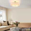 Widluth 25.6" Black Semi Flush Mount Ceiling Light，5-Light Linen Shade