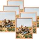 ATOBART 8x10 Set of 6 Oak Wood Picture Frame Solid Wooden Photo Frame Natural Wood Color Frames with Real Glass for Wall Mounting or Tabletop Living Room Bedroom Home Decor