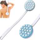 Back Lotion Applicator and Massager by Body Long Handheld self-Handhled Easy Reach for Sunscreen, Cream, Shower Gel on Back, Legs and Feet, Long Shower Bath Brush, Easily Roll-a Dispenser