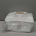 Portable Shower Caddy Basket with Compartments, Plastic Divided Cleaning Caddy Organizer Storage Tote with Handle for Bathroom, College, Dorm Room Essentials, White