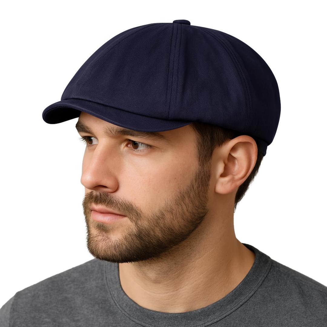 L/XXL Newsboy Hats for Men Women - Classic 8-Panel Flat Ivy Cabbie Cap, Lightweight for Daily Wear Navy