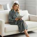 NY Threads Premium Womens Robe, Plush Fleece Long Bath Robe for Women, Fluffy Soft Women's Bathrobe (Medium, Dark Grey)