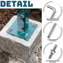 Yaocom 10 Pcs Anchors Bolts 3/8-16 x 6 Inches 304 Stainless Steel Concrete J Bolts Cement Post Anchor Fastener with Nut Washer Bracket for Concrete Pad Pouring Wood Projects