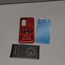 Case for Samsung Galaxy S25 FE Case with Tempered Glass Screen Protector, Built in Camera Lens Cover and Ring Holder Kickstand, Soft TPU Hard Back Phone Cover (Kickstand-Red)