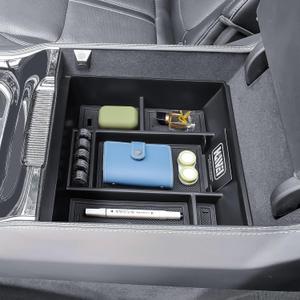 HGWEI Center Console Organizer Compatible with 2022-2025 Jeep Wagoneer/L & Grand Wagoneer/L Accessories, Middle Armrest Storage Box Insert Compartment Tray (Without Cool Box, Not Fit Wagoneer S)