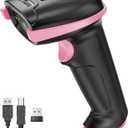 Tera Barcode Scanner Wireless Versatile 2-in-1 (2.4Ghz Wireless+ USB 2.0 Wired) with Battery Level Indicator, 328 Feet Transmission Distance Rechargeable 1D Laser Bar Code Reader Handheld 5100 Pink