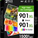 901XL Black and Color Ink Cartridge Compatible for HP Printer Ink 901 Work with HP Officejet 4500, J4524, J4540, J4550, J4580, J4624, J4680 Printer