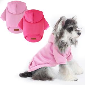 2 Pack Dog Hoodie Warm Dog Sweater Cold Weather Dogs Sweatshirt Pet Clothes for Small Medium Dogs for Male Female Girl Boy Daily Wear (Rose+Pink, M (Back: 12.59",Chest: 18.1"))