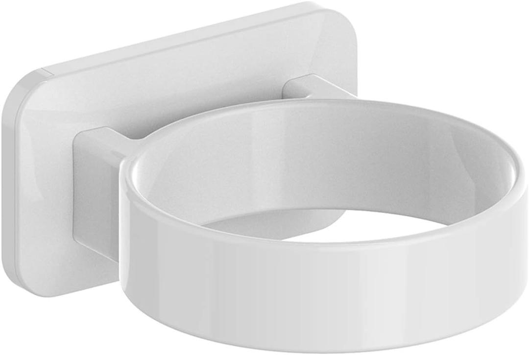 RAIKEDR Hair Dryer Holder Wall Mounted, Bathroom Blow Dryer Stand, Self Adhesive Blow Hair Dryer Hanging Loop, Compatible with Most Hair Dryers (White, L 3.7”×W 2.1”×H 4.3”)