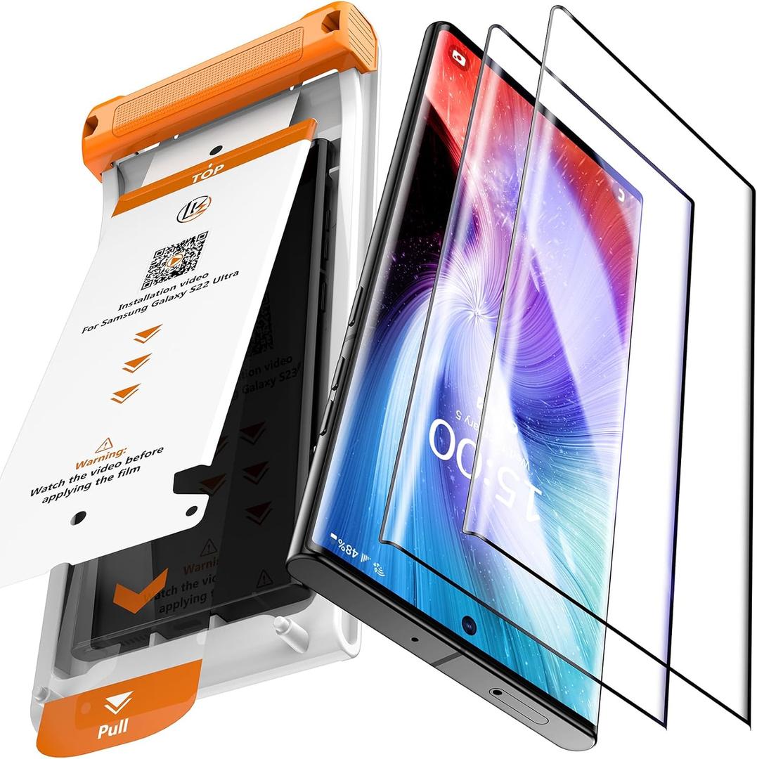 LK 2 Pack for Samsung Galaxy S22 Ultra Screen Protector, [GAME-CHANGER Nano Ceramic Film] [9H+ Hardness] [12FT Military Grade Shatterproof] [Bubble-Free] Upgrade from Tempered Glass