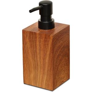 Resin Soap Dispenser with Walnut Wood Grain Look, 16.9 oz Refillable Lotion Bottle for Bathroom, Kitchen, Sink Countertops Durable, Moisture-Resistant, Rustic Farmhouse Dcor