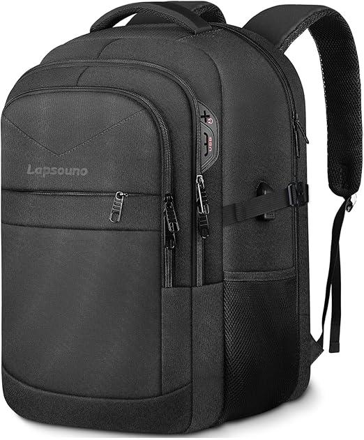 Lapsouno Business Laptop Backpack, Travel Backpack, 15.6 Inch Carry on Backpack, Anti-Theft College School Computer Backpack with USB Port, Gift for Men Women,Black 2088GRY