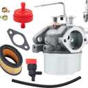 640152 Carburetor for Tecumseh 640023 640152A 640051 640140 640260B HM80-HM100 8-10 HP Engine Snow Blower with 33268 Air Filter Spark Plug kit for Coleman PowerMate 5000 watt generator Carb