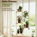 GENTINGBRO Window Plant Shelves Macrame Plant Hanger Floating Shelves Window Sill Shelf for Plants Hanging Plant Stand Indoor Window Plant Holder Boho Decor Living Room Bedroom Wall Decor
