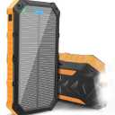 Solar-Power-Bank-Portable-Charger-42800mAh Solar Phone Charger with 4 USB Ports/LED Flashlight Fast Charge USB C External Backup Battery Pack Compatible with iPhone Tablet, for Outdoor, Camping