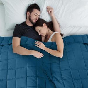 CYMULA Weighted Blanket for Adults (20lbs 80"x87" King Size) - Cooling Breathable Heavy Blankets for Summer Winter - Ultra Microfiber Soft Comfort Blanket with Glass Beads - Gifts for Men/Women (Navy)