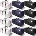 10 x VELVETSURE 12 Pack Heavy Duty Large Moving Bags W/Backpack Straps - Strong Handles & Zippers, Storage Totes, Fold Flat, Alternative to Moving Box and Storage Bin, Semi-Transparent+Blue+Black