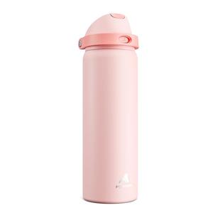 POWCAN 32 oz Insulated Water Bottle for Travel: 2-in-1 Lid with Push-Button Spout & Quick-Flip Straw, Leakproof, Keep Cold 24Hrs, Vacuum Stainless Steel for Travel, Trip, Hiking, Sport (Cotton Candy)