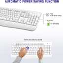 QUASIO Wireless Keyboard, 2.4G Full-Sized Ergonomic Wireless Computer Keyboard with Wrist Rest for Windows, Mac OS Laptop/PC/Desktop/Notebook(Off White)