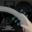 VARGTR Car Steering Wheel Cover,Universal 15 Inch Premium Leather Car Steering Wheel Cover,Best Grip,Perforated Design,Breathable,Non-Slip,Sweat-Absorbent,Warm in Winter and Cool in Summer (Gray)