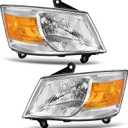 ELH Headlight Assembly Fit for 2008-2010 Dodge Grand Caravan (Chrome/Amber)