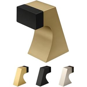 Mega Handles Curved Floor Door Stopper, Quickly Installed Wall Protector, Wall Protectors from Door Knobs, Floor Door Stop with Mounting Hardware Included - Satin Brass - 2.5 Inch, 1 Pack