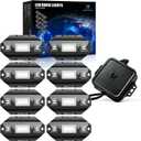 MICTUNING C1 8 Pods RGBW LED Rock Lights - Multicolor Underglow Neon Light Kit with Bluetooth Controller, Music Mode