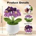  Crochet Flower Pot Handmade Knitted Crochet Flowers Yarn Crochet Flower Potted Plants Mini Cute Potted Crocheted Flowers Bouquet Gift for Teacher Women Mothers Day Graduation Office Desk Decor, Purple
