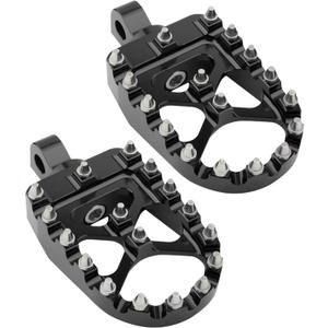 CNC Motorcycle Pegs - 360 Rotating, Wide, Compatible with Dyna Fatboy Sportster Iron 883 (Black)