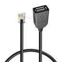 RJ9 4p4c Male to USB Female Adapter with 30cm Circular Black Cable, Suitable for Multiple Voip Phone Lines (RJ9 30CM)