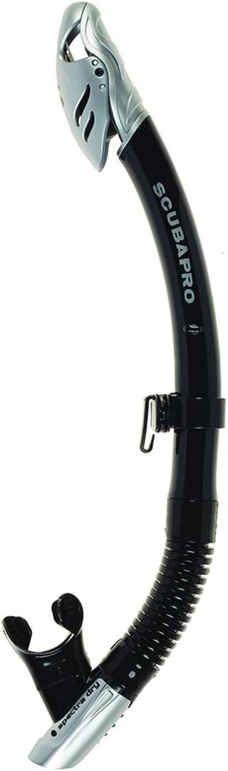 SCUBAPRO Spectra Dry Snorkel with Purge Valve, Flexible Lower Corrugated Tube, Regulator-Style Mouthpiece and Quick-Connect Clip