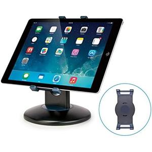 Premium 360° Rotating Tablet Stand for Desk – Adjustable Tablet Holder for 7.9” to 13” Devices, Swivel Weighted Base, Sturdy Black Metal iPad Stand for Office, Home, and Retail Display