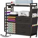 VENNQD Large Craft Organizer and Storage Rolling Cart Compatible with Cricut Machine with Fabric Drawers Vinyl Roll Holder Accessories for Home Craft Workstation Room (Black)