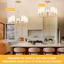 Farmhouse Chandelier, 5-Light Gold Chandelier with White Fabric Shade, Height Adjustable Modern Dining Room Light Fixture with E26 Base for Bedroom Foyer Hallway Entryway Kitchen Living Room