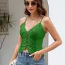 Women's Sexy Lace V Neck Button Down Going Out Boho Tops Trendy 2025 (Green, S)