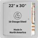 Best 22" x 30" Universal Access Panel Flush Steel Door with Exposed Flange for Walls or Ceilings, 16-Gauge Cold Rolled Steel Frame, Screwdriver Cam Latch, White Powder-Coat Primer Finish, BA-UAP