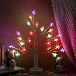 Retisee 1 Winter Decoration Multi Colored Snowflake Tree LED Light with 24 LED Snowflake Lights Timer USB Battery Operated Christmas Indoor Outdoor for Home Table Party Decor (1.48 Ft)