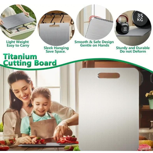 Titanium Cutting Board, New Upgrade Pure Titanium Cutting Boards for Kitchen, Double Sided Non Toxic Katuchef titanium Cutting Board, Hygiene Durable Dishwasher Safe Chopping Board (L:15.35IN*11.02IN)