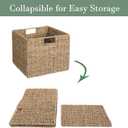 12x12x10in Seagrass Storage Baskets Set of 4, Large Wicker Storage Basket, Decorative Seagrass Shelf Basket, Pantry Baskets Organization,Folding Storage Cube Bins