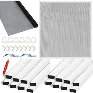 Yaocom 4 Pack Window Screen Kit 3/4 x 5/16 Inch Aluminum Frame with Corners, Spline, Springs, Pull Tabs, Screen Mesh and Screen Rolling Tool 32'' x 32''