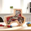 Tioncy 11 Inch Wooden Truck Piggy Bank with Screwdriver Red Truck Piggy Bank for Car Birthday Party Gift and Home Office Decoration