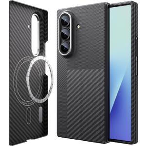 JUESHITUO for Samsung Galaxy Z Fold 7 Case: Ultra Slim 600D&1500D Aramid Fiber Made Fold 7 Case, [Fit for MagSafe] Minimalist Carbon Fiber Textures -Less Touch Feeling, Sturdy Magnetic Thin Cover (Matte Black)